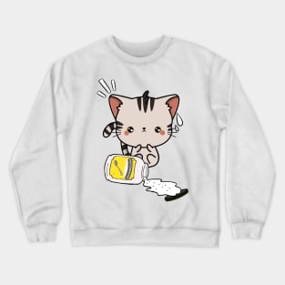 Cute Tabby Cat spilled mayonnaise Crewneck Sweatshirt